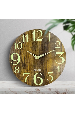 Xindoker 30cm Aydınlatmalı Ahşap Duvar Saati, Sessiz Hareket, Isı İşlemeli Desen, Ev Dekoru, Gündelik Kullanım, Dayanıklı Malzeme Ahşap