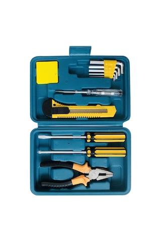 Skycity Mini 12 Parça Sarı Araç Ve Ev İçin Acil Tamir Seti - Çelik Ve Plastik Malzemeyle Tamir Gereçleri Çantası