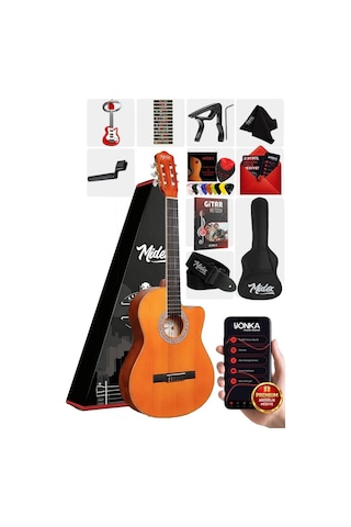 Midex CG-395YLX Klasik Gitar 4/4 Kesik Kasa Full Set (Çanta Askı Tuner Metod Pena)