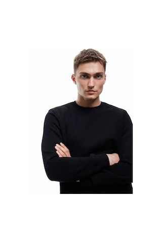 Koton Pamuklu Uzun Kollu Şardonlu Bisiklet Yaka Erkek Basic Sweatshirt Siyah 7wam70002mk