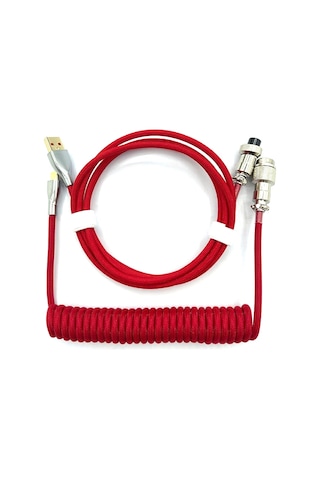 Mekanik Klavye Sarmal Kablo Tip C - Usb Veri Kablosu Kırmızı