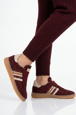 Grijak Bordo Bağcıklı Esnek Unisex Spor Ayakkabı 015 G