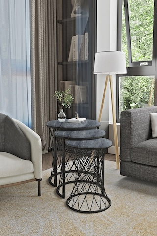 Emga Home Zenith Zigon Sehpa - Antrasit Mermer Antrasit