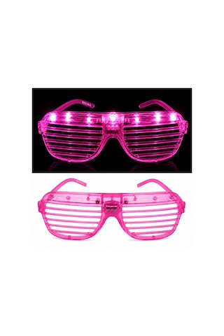 Led Işıklı Panjur Parti Gözlüğü Pembe Renk Shutter Gözlük Diğer