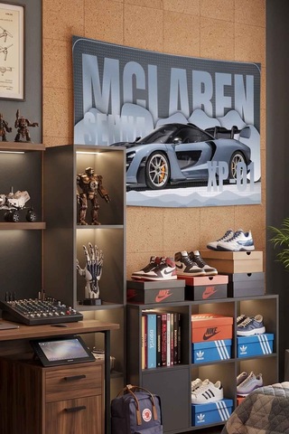 Mclaren Senna Xp-01 Gri Süper Spor Araba Dekoratif Duvar Örtüsü Duvar Halısı Beyaz