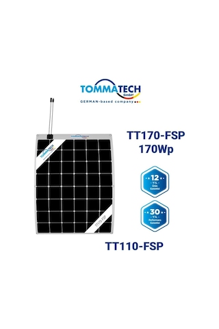 TommaTech 170 W Watt Esnek Güneş Paneli Flexible Solar Panel