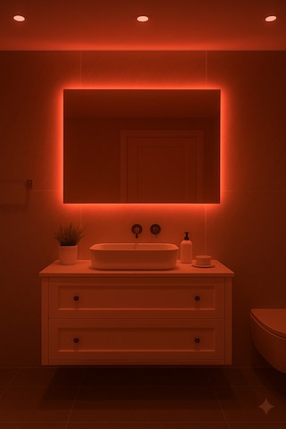 Digital Hayat Kırmızı Led Işıklı Dikdörtgen Ayna Dekoratif Banyo Makyaj Aynası Yatay Ve Dikey Kullanım Kırmızı
