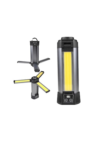 Powermaster Pm-24566 35 Watt Usb - Type-c Girişli P50 Ve Cob Ledli 3 Kanatlı Kollu Çalışma Lambası Siyah