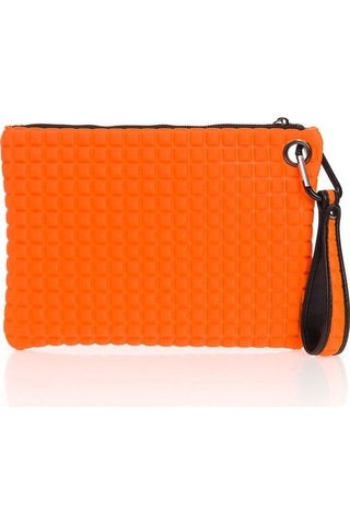 Bilik Deri Turuncu Kumaş Kadın Portföy & Clutch Çanta Melis