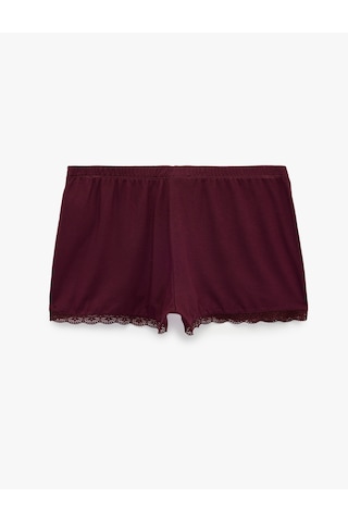Koton Dantel Detaylı Rahat Kalıp Şort Viskon Pijama Altı Bordo 7wlk80007mk