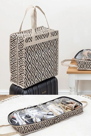 Bohe Ayakkabı Hurcu- Valize Asılır Düzenleyici Çanta-seyahat Çantası Bej