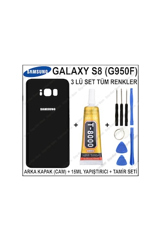 Samsung Uyumlu Galaxy S8 G950F Arka Cam Kapak Batarya Pil Kapağı+T8000