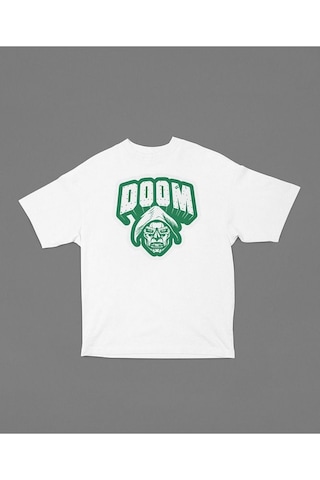 Doctor Doom Baskılı Unisex Oversize Marvel Tişört Beyaz