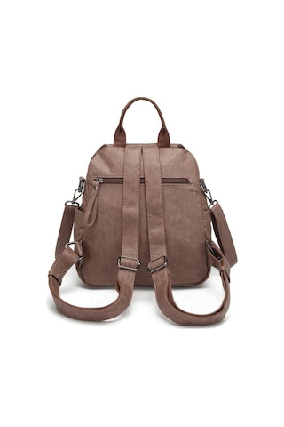 Yıkama Deri Sırt Askılı Kadın Çantası 21-k Barcelona 1908 Açık Vizon