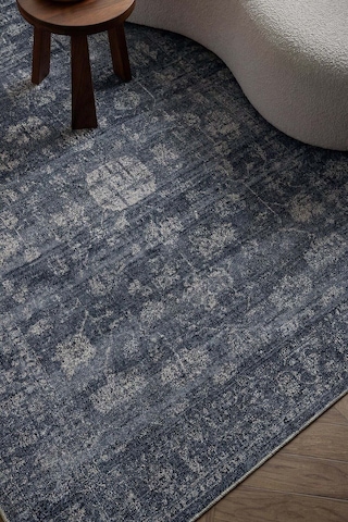 Enti Etro 2702 Vintage Makine Halısı - Robot Süpürge Uyumlu Dikdörtgen Halı Mavi