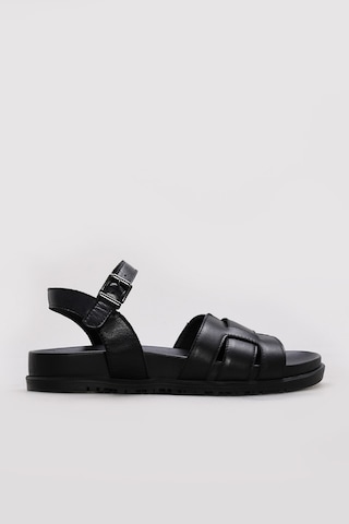 Fast Step Hakiki Deri Kadın Klasik Sandalet 315za2322-04 Siyah