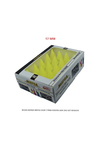 Bijon Kapağı Sivri 17 Mm Fosfor Sarı 20 Li Set