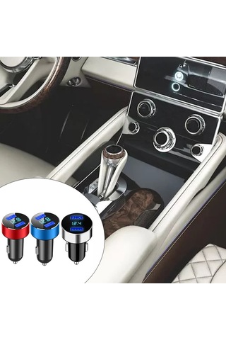 Hy-36 Çift Usb Araç Şarj Cihazı Metal Alüminyum Renkli Yan Çift Usb Şarj Cihazı - Gümüş Rengi