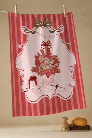 Yılbaşı & Christmas Desenli Tek Taraf Baskılı 4'lü Mutfak Havlusu Kurulama Bezi Seti 60x40 Cm Çok Renkli