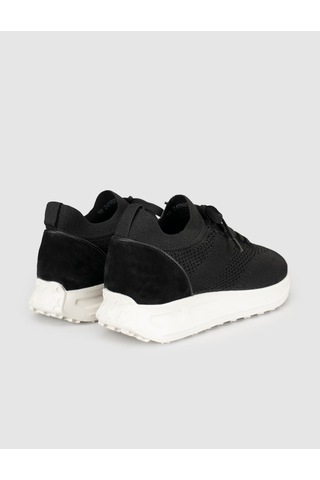 Siyah Triko Hakiki Deri Kadın Sneaker Ayakkabı