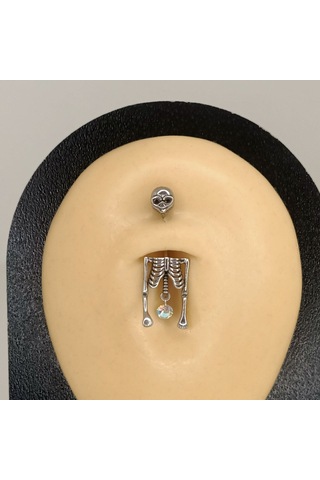 Aya Tasarım Gümüş Renk İskelet Model Göbek Piercing