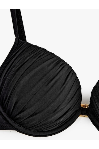 Koton Kalp Yaka Büzgülü Push-up Bikini Üstü Siyah 6sak10059mm