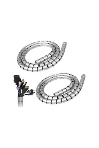Aksesuarcı 16 Mm Gri 1 Metre Spiral Kablo Toplayıcı, Boru Tipi Kablo Düzenleyici 2 Adet
