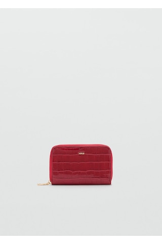 Timsah Derisi Görünümlü Bozuk Para Cüzdanı Kırmızı