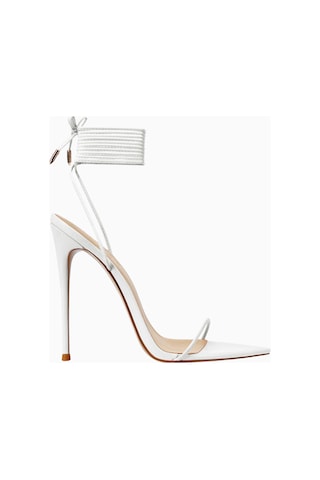 Femme La Luce Minimale Vegan Deri, 120mm Bilekten Bağlı Topuklu Sandalet Beyaz