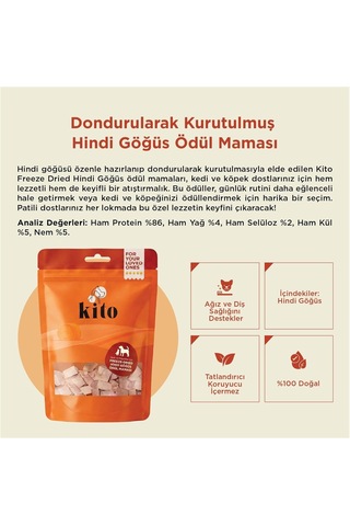 Kito Freeze Dried Hindi Göğüs Köpek Ödül Maması%100 Doğal, Glutensiz 30 Gr Dog Treat