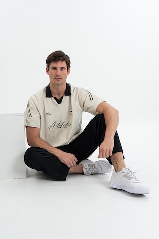 Maraton Relax Erkek Apaç Yaka Bej T-shirt Bej