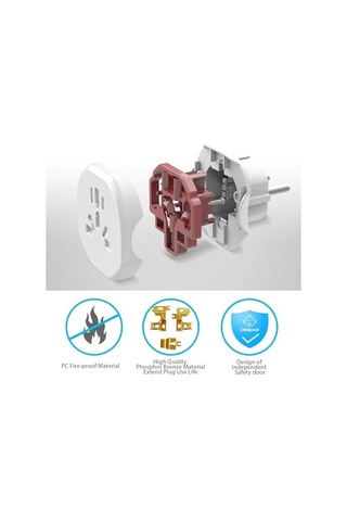 Infomax Evrensel Seyahat Priz Adaptörü 2300w Universal Fiş Dönüştürücü Eu Avrupa Priz Adaptörü Abd İngiltere Avustralya Çin Japonya 10a Beyaz