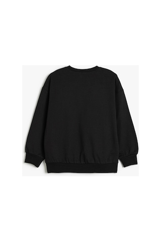 Koton Kız Çocuk Sweatshirt Unicorn Baskılı Uzun Kollu Bisiklet Yaka Şardonlu Siyah