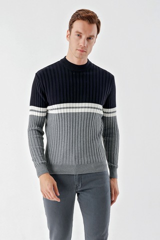 Morven Erkek Grimel Trend Panolu Bato Yaka Dynamic Fit Rahat Kesim Triko 24kc017013102 Gri
