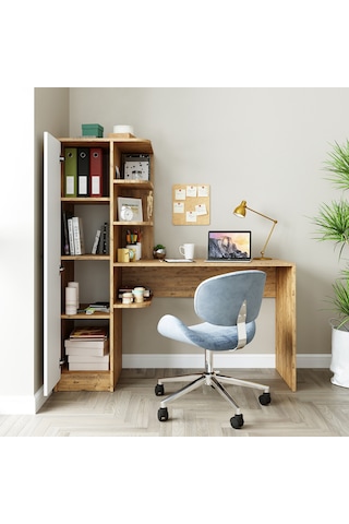 Roma Raflı Çalışma Masası , Çalışma Ofis Masası Sol Dolaplı