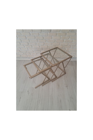 Şeffaf Camlı, Metal Zigon Sehpa Çok Renkli - 922788829 Çok Renkli