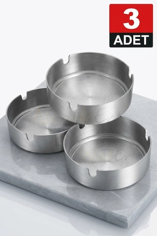 3 Adet Premium Paslanmaz Çelik Krom Küllük 10 Cm Geniş Boyutlu, Modern İç Mekan Çözümleri