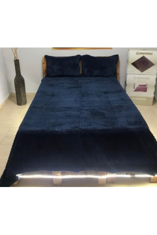 Merinos Modern Line Lacivert Tek Kişilik Battaniye Seti
