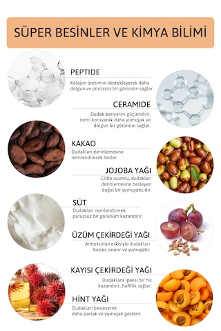 Peptide Lip Balm Cacao Milk , Nemlendirici, Parlatıcı Lip Balm Kakao Ceramide Vitamin E 15ml 868 Cacao Crush