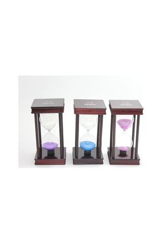 3 Adet Ahşap Kumsaati 10 Dakika Zamanlayıcı, Sand Timer, Masaüstü Dekoratif Saat Ahşap Tasarım 16x8 Cm Altın