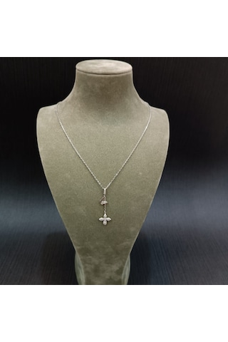 925 Ayar Gümüş Çiçek Model Kelebek Detaylı Tasarımı Harikası Kolye Gümüş