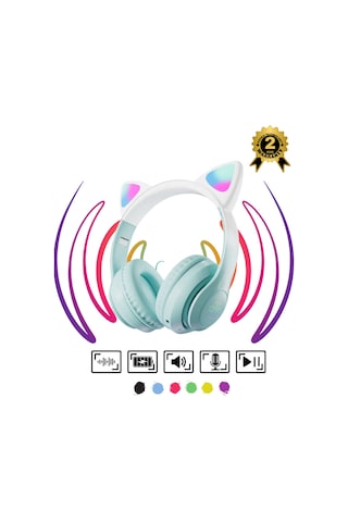 Çocuk Bluetooth Kulaklık Kedi Kulaklık Pro 5.0 Akıllı Rgb Led Detaylı Bluetooth Kablosuz