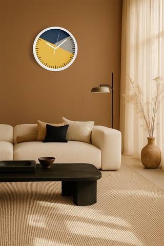 Modern Tasarım Duvar Saati - 35cm - Önü Camlı Beyaz Kasa - Sessiz Mekanizma-jh0608 Beyaz