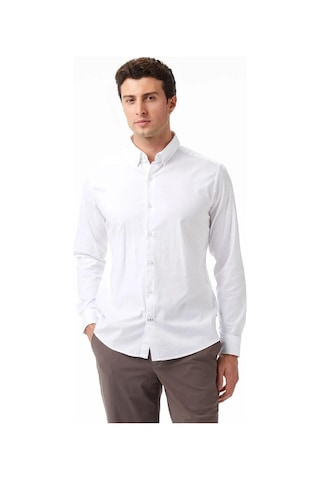 Erkek Beyaz Slim Fit Gömlek-11434 Beyaz