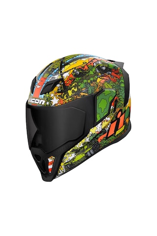 Icon Airflite Gp23 Kapalı Motosiklet Kaskı Siyah Yeşil Turuncu