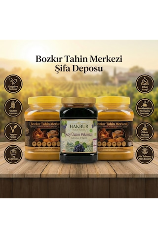 Bozkır Tahin Merkezi Ata Tohum Altın Susam Tahin 930 Gr 2adet &köy Üzüm Pekmezi 950gr Doğal&katksız