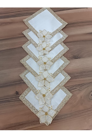 İğne Oyalı Kahve Yanı Sunum Peçetesi 6'lı Set -