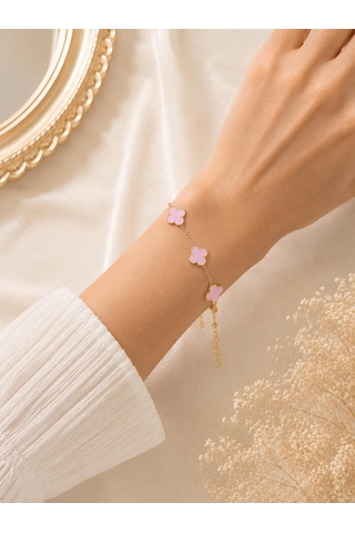 Pembe Yonca Altın Bileklik 32325250