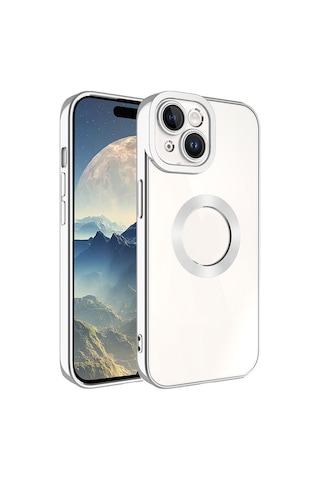 More Tr Apple Uyumlu iPhone 15 Uyumlu Kamera Korumalı Logo Gösteren Mtr Omega Kılıf-gümüş