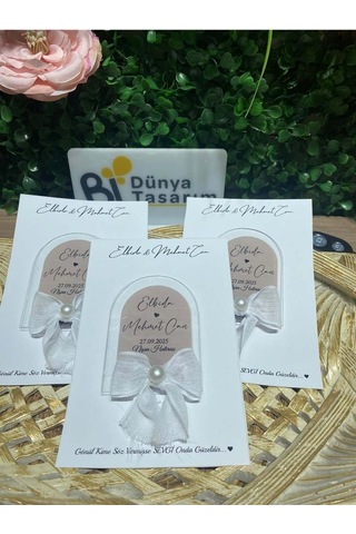 Uv Baskı Pleksi Magnet Söz, Nişan, Nikah, Düğün, Kına, Doğum Günü 10 Adet Altın-Pembe